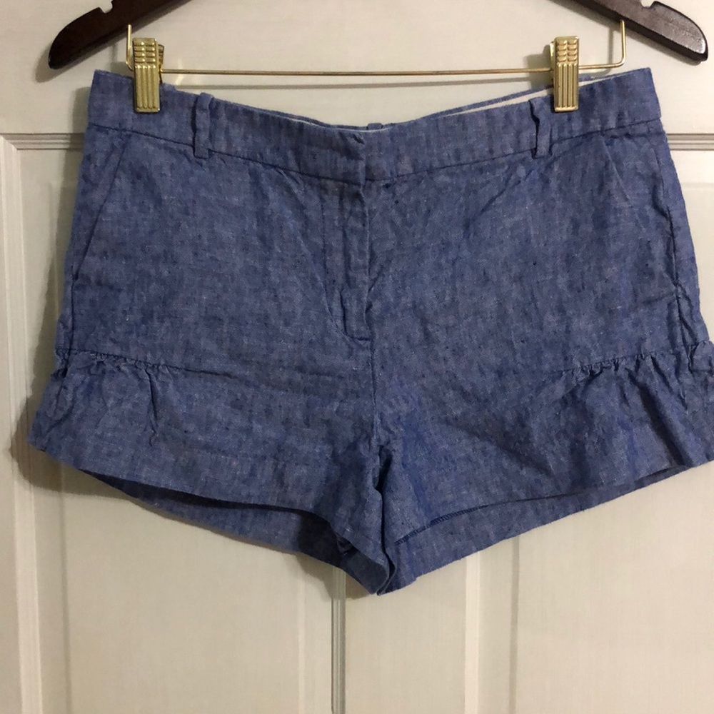 J. Crew chambray ruffle shorts